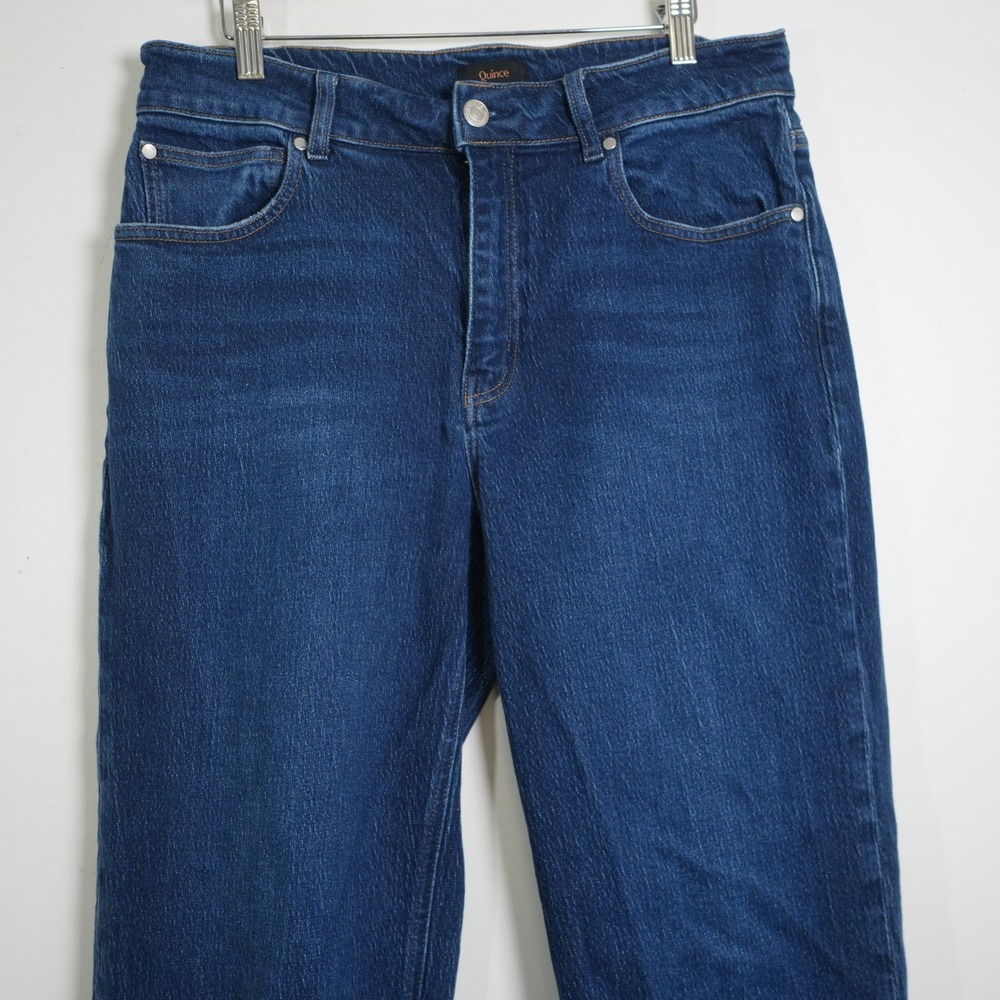 Quince Wide Leg Jeans Womens 32 Blue High Rise Cropped Comfort Stretch Denim - Picture 2 of 10
